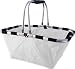 Flexi Basket. A contemporary designed hamper, event or shopping basket which folds away to the size of a small bag, complete with a carry bag. This groovy basket features a zippered internal pocket for valuables, a Lycra cover, UV-stabilized nylon receptacle & a super-strong, lightweight aircraft aluminum frame, in six striking colors. There are many pale imitations of our patented FlexiBasket on the market; however none have our fold-flat mechanism or superb build quality & materials.