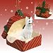 GERMAN SHEPHERD DOG White sits in a Red Gift Box Christmas Ornament New RGBD08C