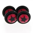 Fake Acrylic Plugs - Black/Pink with Black Star 16g Wire; 8mm - Sold as a Pair