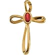 14K Yellow Gold Ruby Cross Pendant