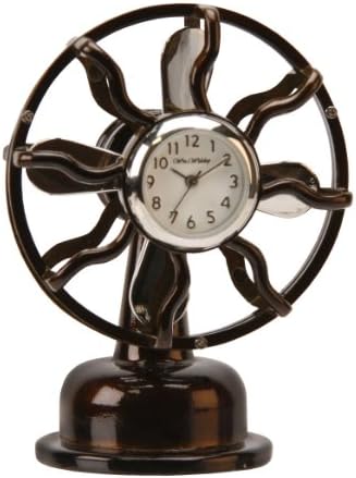 Miniature Silver Plated and Black Fan Clock in a Personalised Gift Box FREE ENGRAVING