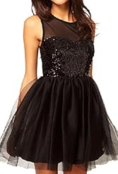 Checkered Print Sleeveless Polyester/Spandex Sequined Spring Summer Winter Skater Dress 