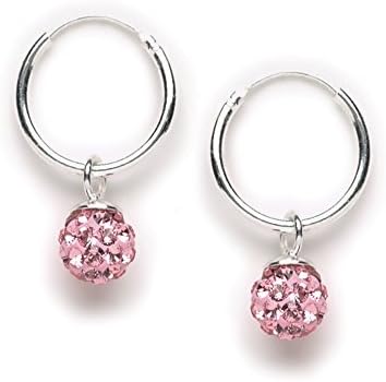 Tomas Sterling Silver Pink Crystal Pave Dangle Hoop Earrings
