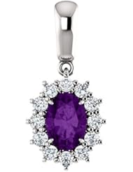 10K White Gold 7.00x5.00mm Oval Cut Chatham Created Alexandrite and Diamond Pendant -- LIFETIME WARRANTY