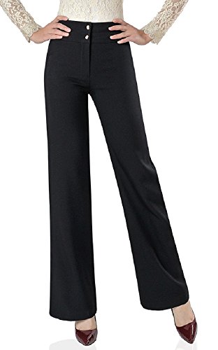 レディース ベルボトム ブーツカット OL およばれ 通勤 オフィス カジュアル エレガント カレッジ 体型カバー サイズ豊富 美脚 脚長効果 ハイウエス パッケージヒップ セレブファッション (2XL  ブラック)