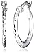 14k White Gold Diamond-Cut Hoop Earrings