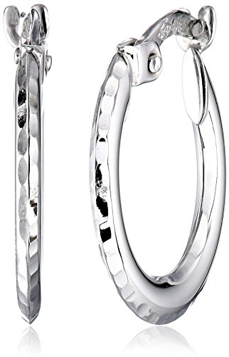 14k White Gold Diamond-Cut Hoop Earrings