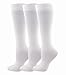 TeeHee Viscose from Bamboo Compression Knee High Socks with Rib 3-Pair (Large 10-13, White)