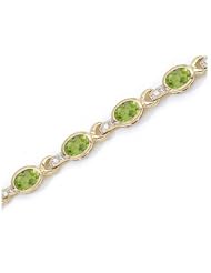 14K Yellow Gold Oval Peridot and Diamond Bracelet by Jewelry Mountain