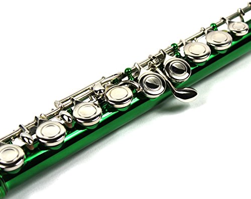 Engraved Design Italian Pads 16 Keys Close Hole C Flute Green Color