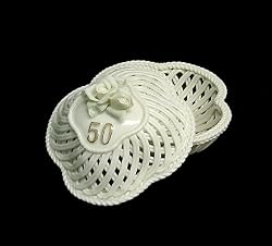 50th Wedding Anniversary White Porcelain Keepsake Trinket Box #42653