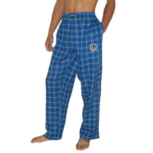 Mens NBA Dallas Mavericks Plaid Cotton Thermal Sleepwear / Pajama Pants - Blue & Black (Size: S)