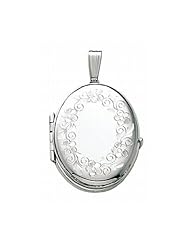 14K White Gold Oval Four Photo Locket 3/4 inch x 1 inch White Gold