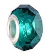 Pandora Style Charm Bead (Z324) Faceted Glass (14mm x 9mm) (Fits Troll too) ~ Dark Blue Green