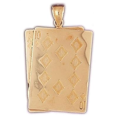 Cheap Girls Jewelry Dazzlers Solid 14k Gold Ace Ten Playing Cardss Charm Pendant Available in three colors from jewelsberry (weights: 9.7 grams only) For Sale