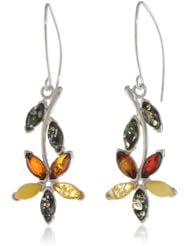 Sterling Silver Multi-Color Amber Flower Earrings