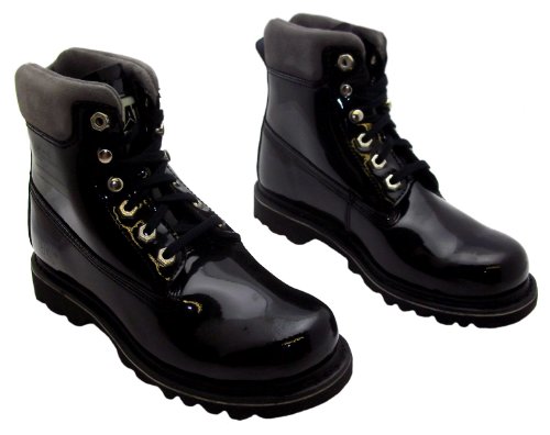 Size 6 Caterpillar Women's Bruiser Ladies Bruiser Shiny Black Patent Leather Bovver Ankle Boots