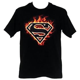 Superman Flame Logo Mens T-Shirt