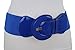 TFJ Women Fashion Elastic Wide Belt High Waist Hip Faux Patent Leather Plus M L XL Blue
