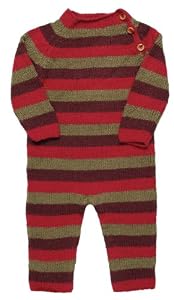 Striped Romper - Red/ Olive/ Brown 0-3 Months