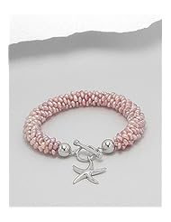 Plum (Natural) Starfish Fresh Water Pearl Bracelet In 92.5 Sterling Silver