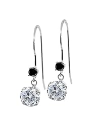 1.13 Ct Round G/H Diamond Black Diamond 14K White Gold Earrings