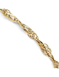 14k Yellow gold Leslies Polished and Textured Fancy Link Bracelet