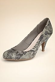 Round Toe Snakeskin Print Court Shoes