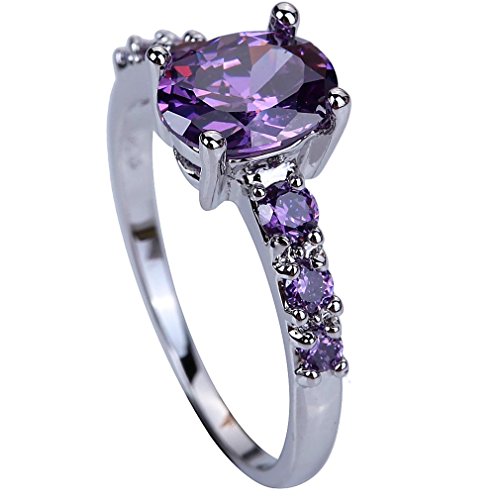 YAZILIND Stunning Wedding Bridal Rhinestone Purple Engagement Ring For Women Size10