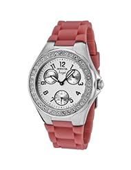 Invicta Womens 1642 Angel Crystal Accented White Dial Pink Silicone Watch