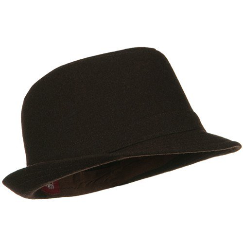 Solid Wool Blend Winter Fedora Hat - Brown W19S64B
