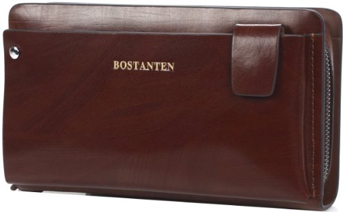 Men's Leather Business Wristlet Zippered Clutch Bag Handbag Organizer Wallet Purse