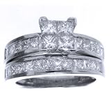 1 Carat Princess Diamond 14k White Gold Bridal Set