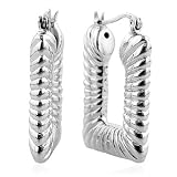 Sterling Silver Square Twisted Hoop Earrings