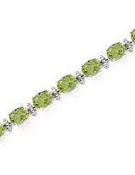 14kt Yellow Gold Oval Peridot and Diamond Bracelet