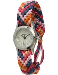 Friends Forever Woven Friendship Bracelet Watch Adjustable Navy Pink Orange