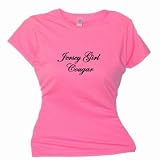 Flirty Diva Tees Woman's SoftStyle T-Shirt-Jersey Girl Cougar-Pink Azalea-Black