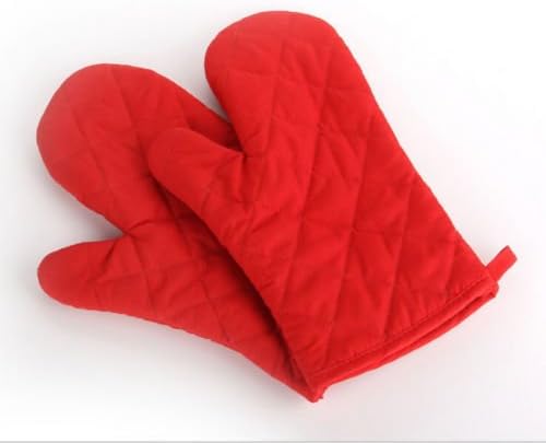 Pixel - Kitchen Heat Proof Oven Mit Glove Microwave Oven Mitts Insulated Heat Resistant Glove BBQ color red