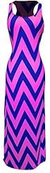 Fitted Spring Summer Scoop Neck Chevron Print Zig Zag Maxi Dress 