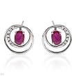 Earrings With 1.20ctw Precious Stones - Genuine Diamonds and Rubies Made in White Gold Length 13mm
