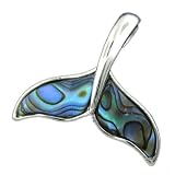 P571--Abalone Paua Whale Tail Pendant--Hawaiian Silver Jewelry