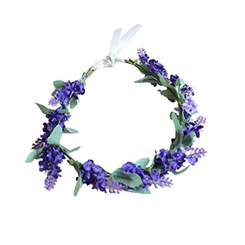 PanDaDa Garland Crown Lavender Headband Hairband Bridal Wreath Wedding Accessories