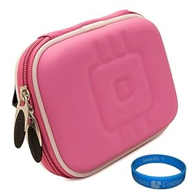 VG EVA Camera Case (Magenta) for Olympus TG-320 Point and Shoot Digital Camera + SumacLife TM Wisdom Courage Wristband