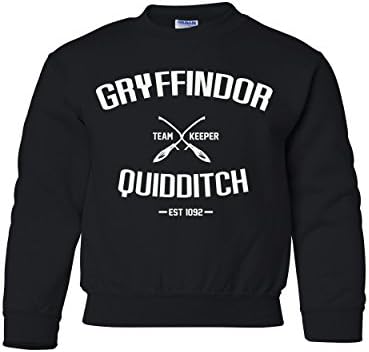 Childrens Harry Potter Gryffindor Quidditch Crewneck Sweater (X-Large, Black)