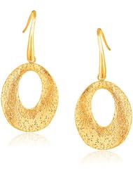 Italian Design 14K Yellow Gold Woven French Wire Oval Drop Earrings