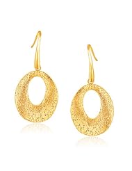 Italian Design 14K Yellow Gold Woven French Wire Oval Drop Earrings
