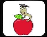 Mouse Pad with apple, education, worm, bugs, cartoon