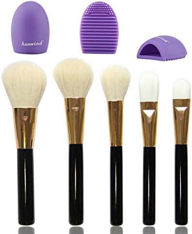 Huewind Synthetic Kabuki Makeup Brush Set Pro Kits Professional Techniques Cosmetics Foundation Blending Blush Eyeliner Face Powder Brush Makeup Brush (5PCS Makeup brush)