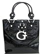 Guess Ozzie Patent Ostrich Lunch Tote in Black