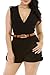 HOTAPEI Women Black V Neck Wrap Buckle Up Sleeveless Romper with Belt XXL